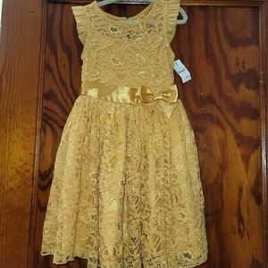Little Girl's XS Lace Mustard Dress